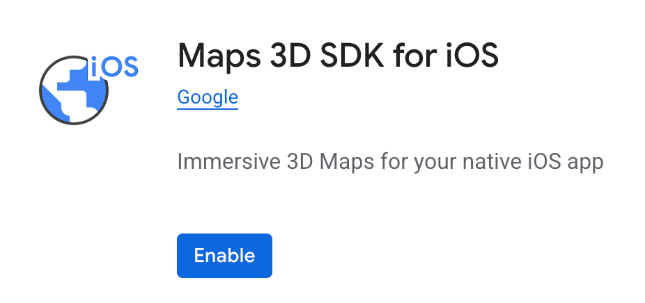 Enable the Maps 3D SDK in Google Console