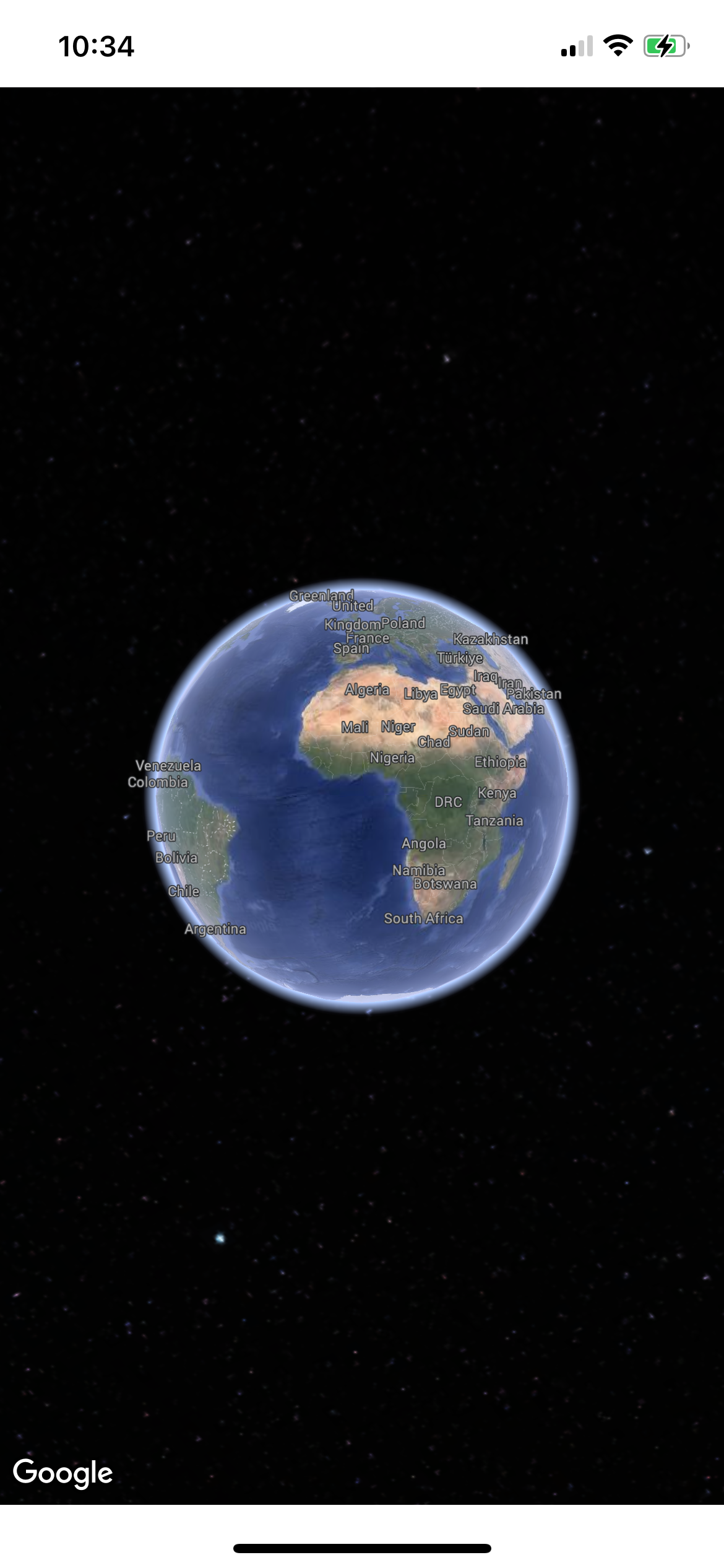 3D map showing the earth