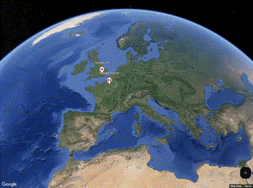 &ldquo;Animation showing a click and fly to and around Google France.