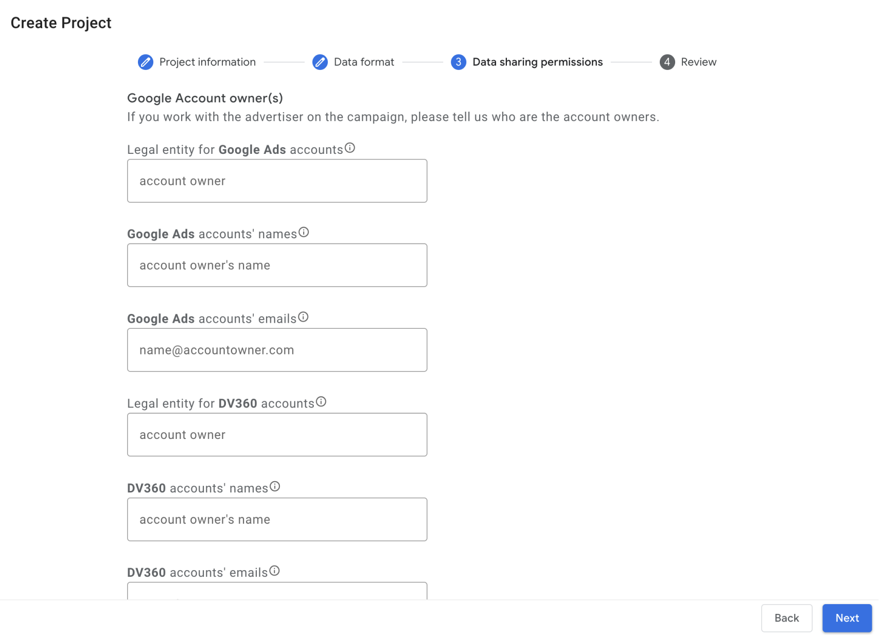 Specify data format