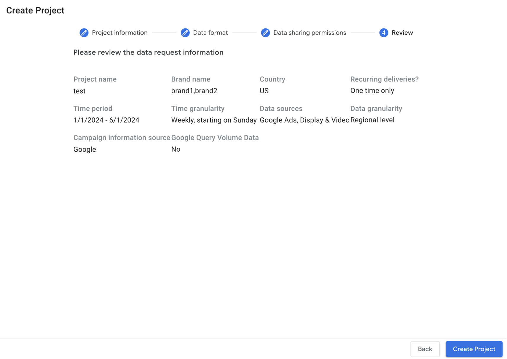 Review and create project