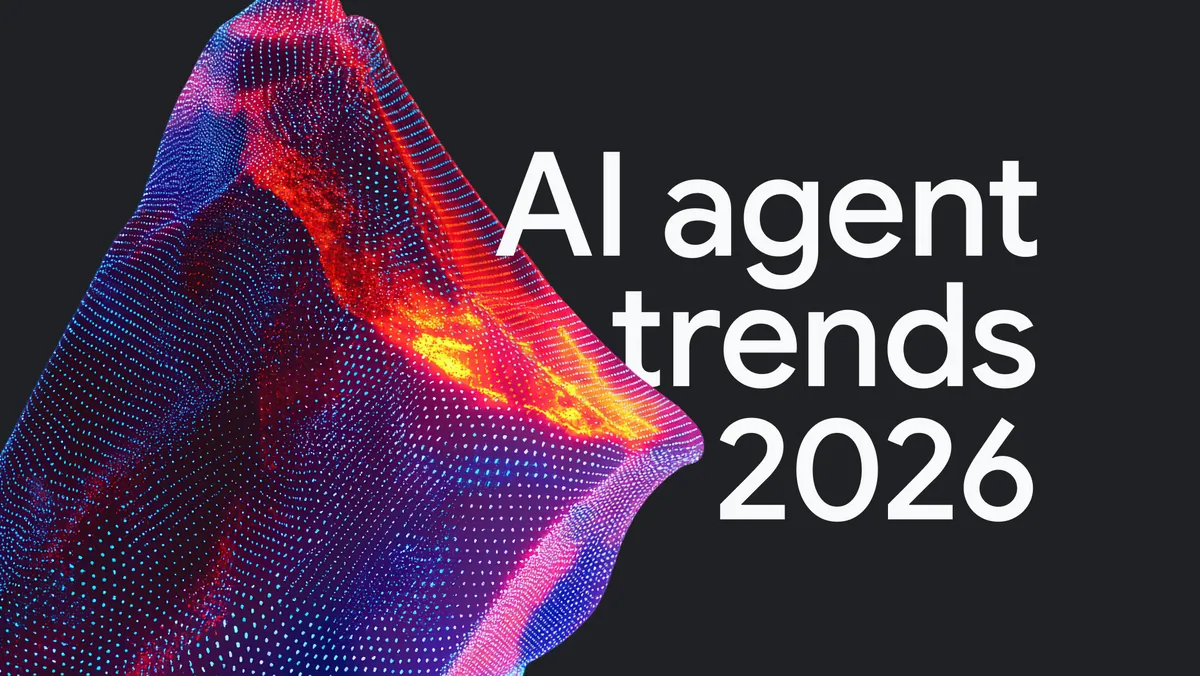 Imagem do banner com o texto "Tendências de agentes de IA em 2026"